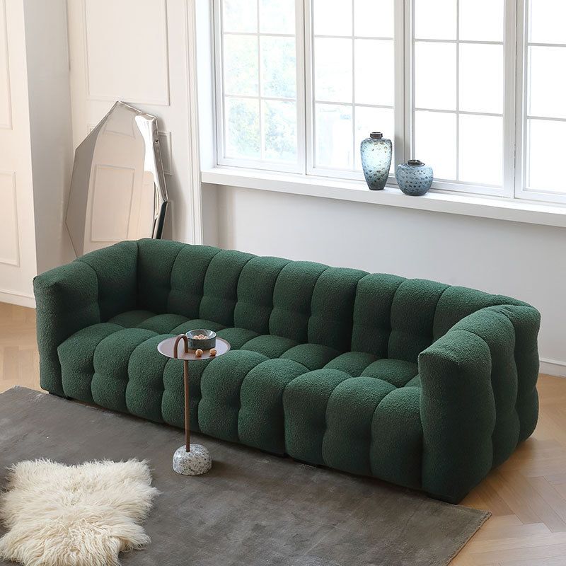 3/4-Seater Biscuit Back Sofa Modern Dark Green Tuxedo Arm Sofa