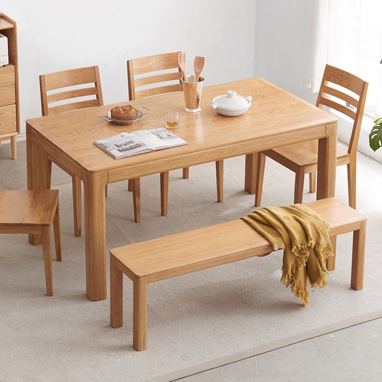 Modern Style Rectangle Oak Solid Wood Dining Table in Natural