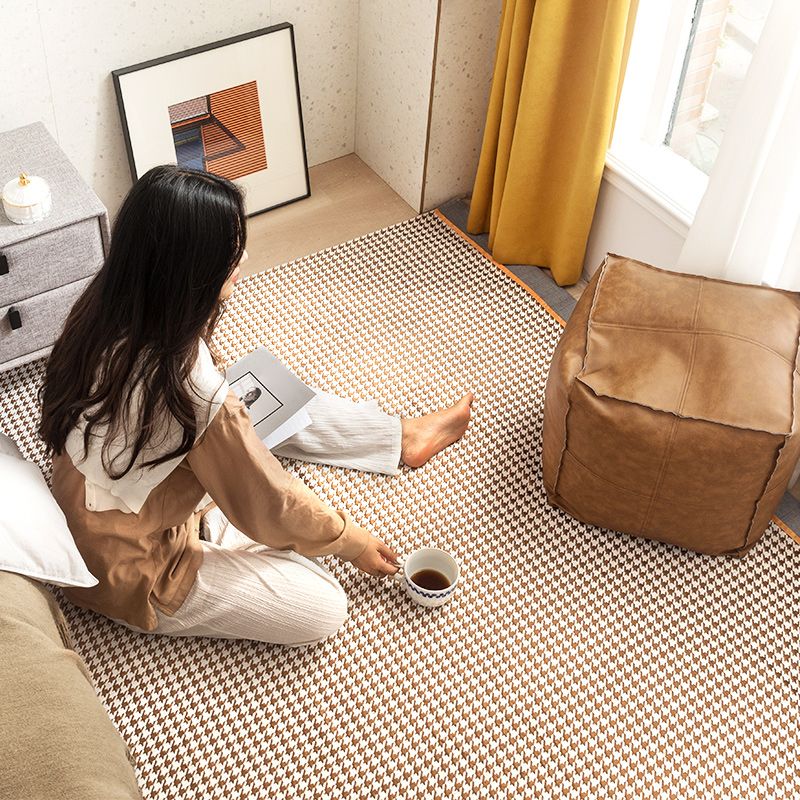 Black Modern Area Rug Houndstooth Pattern Polyester Area Carpet Stain Resistant Rug for Home Decor