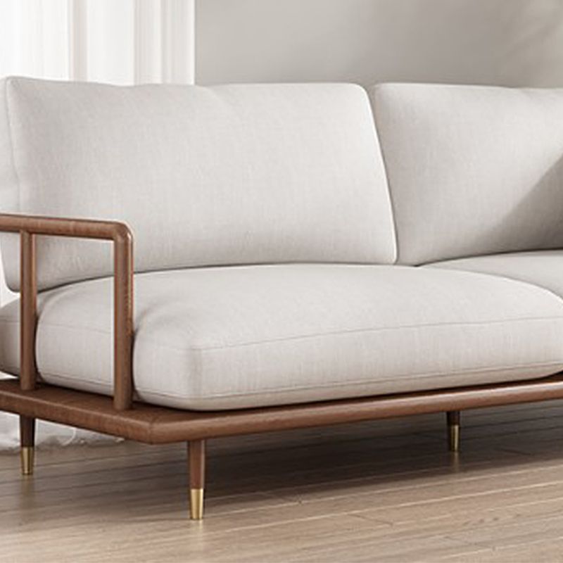 Linen Modern Recessed Arm Sofa Standard Wooden Sofa for Living Room, Apartment