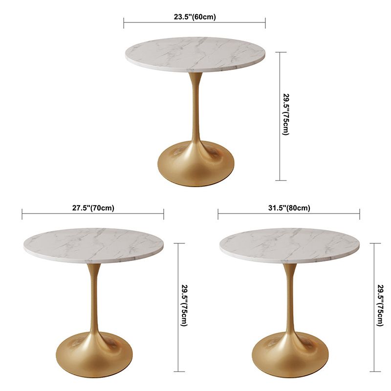 Mesa de comedor redonda contemporánea de metal mesa de piedra sinterizada para comedor