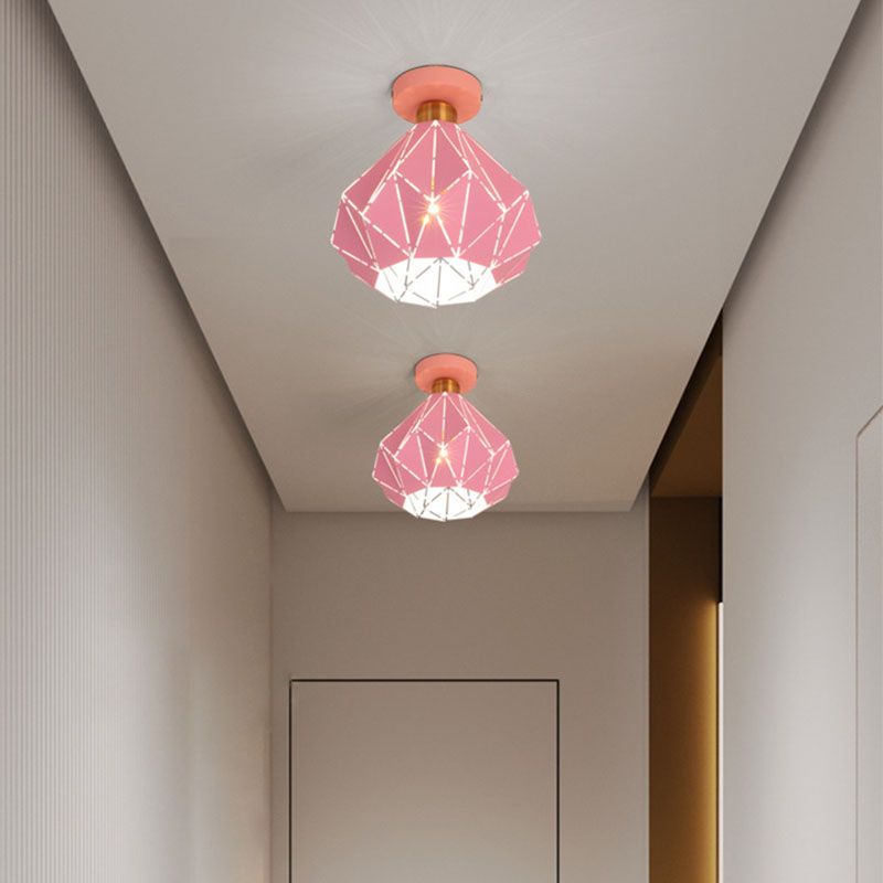 Modern Creative Iron Flush Mount Geometric 1-Light Ceiling Light for Bedroom