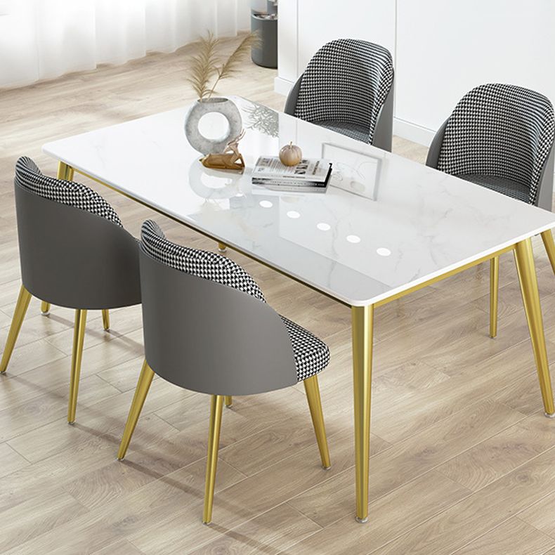 1/4/5/7 Pcs Metal Nordic Dining Set with Rectangle Table Dinette Set