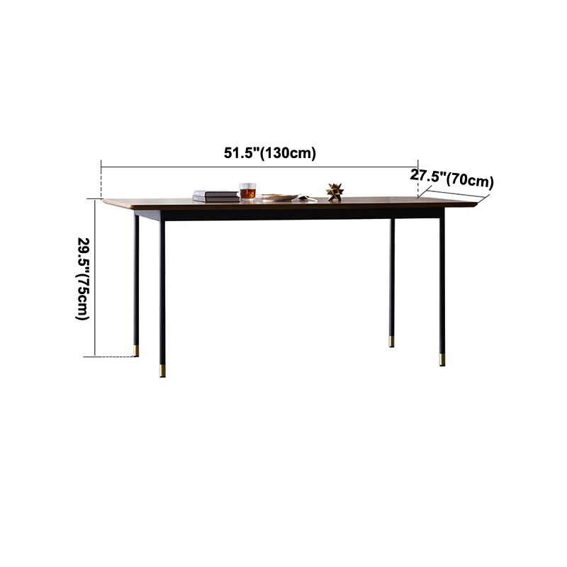 Mesa de comedor de estilo tradicional de lujo, mesa rectangular marrón de madera maciza con 4 patas