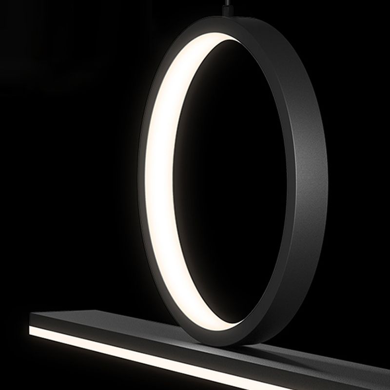 Black LED Island Hanging Lamp Modern Simple Island Lamp with Acrylic Shade for Dining Room