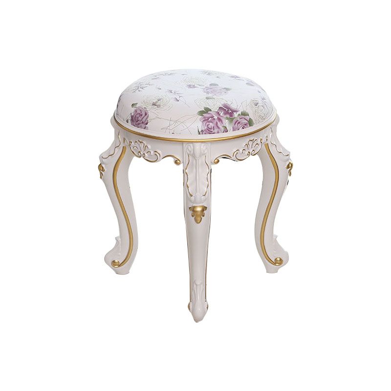 Mid-Century Modern Ottoman Faux Leather Upholstered Solid Color Round Ottoman