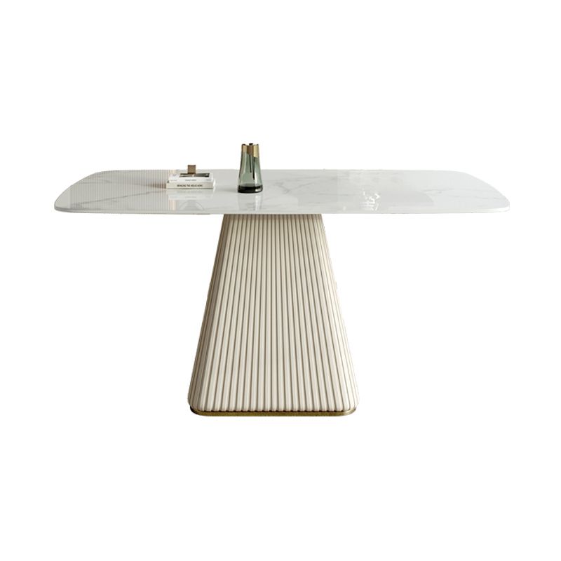 Noordse 1/2/5/7 stukken Dinerset Sintered Stone Witte tafel met lederen stoelen eetgelegenheden