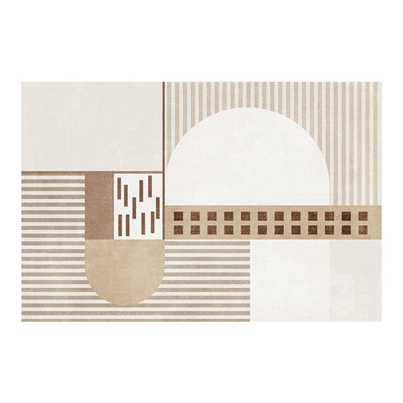 White Modern Rug Polyester Circle Rug Washable Rug for Living Room