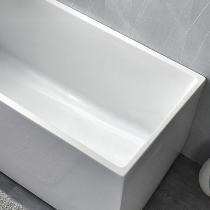 Back to Wall Acrylic Bathtub Stand Alone White Rectangular Bath