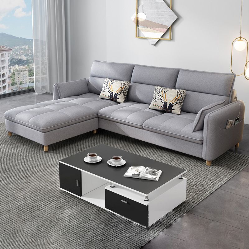 Reversible Modular Sofa with Pillow Top Arm and Storage for Apartment