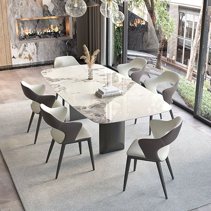 1/2/5/6/7 Pieces Dining Set Modern Sintered Stone Dining Table set with Leather Chairs