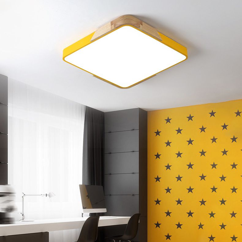 Square Flush Mount Fixture Contemporary Metal 1 Light Flush Light