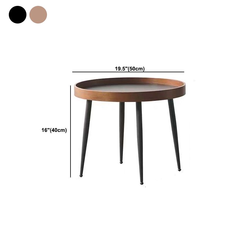 4 Legs 1/2 Round Coffee Table Solid Wood Coffee Table Set in Brown