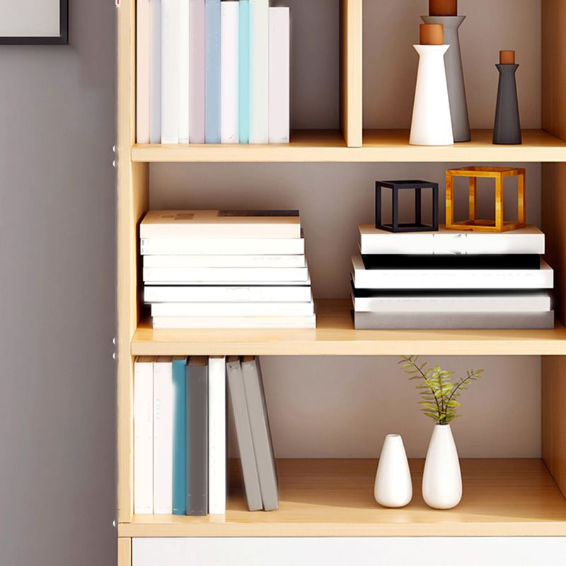 Contemporary Wooden Cabinet with Shelves and Drawers and Straight Legs
