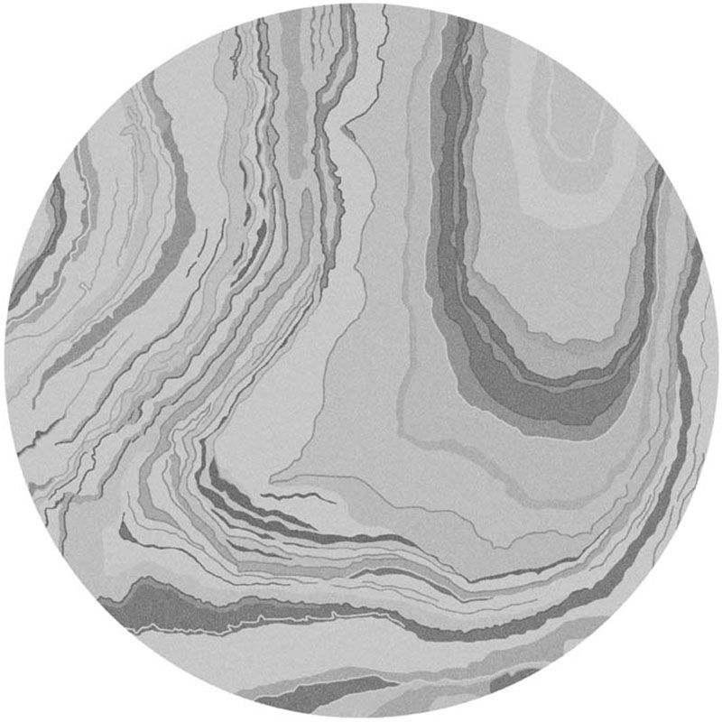 Round Blue Tone Modern Area Rug Polyester Ink Traces Carpet Non-Slip Backing Rug for Home Decoration