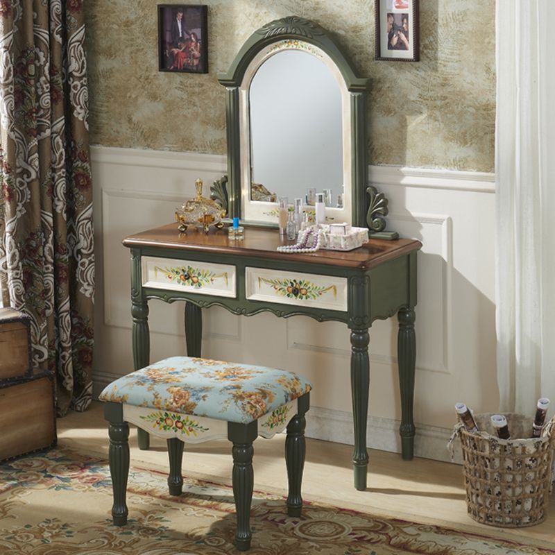 Victorian Makeup Vanity Table with Stool and Mirror Dresser With Storage Drawers