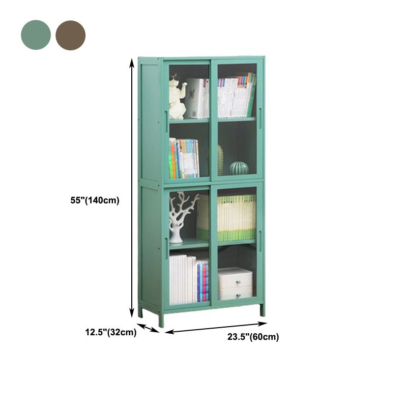 Vertical Bookcase with Doors Bamboo Book Shelf for Home Office