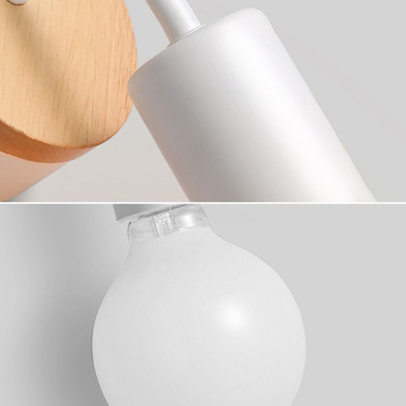 Single White/Black Modernism Wall Mounted Sconce Wooden Wall Light