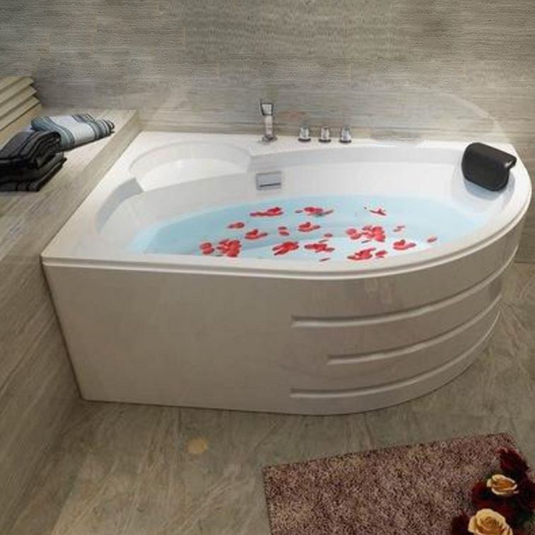 Back to Wall Bath Corner Acrylic Soaking White Modern Bathtub