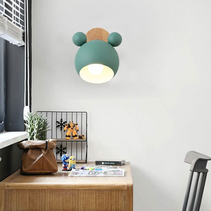 1 Light Wall Sconce Lamp Macaron Modern Metal Wall Mount Light Fixture for Boy Girl Bedroom