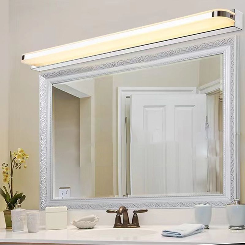Contemporary White Single Bathroom Vanity Light LED Metal Bath Bar