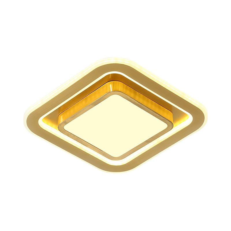 Squared Acrylic Ceiling Mounted Light Simplicity LED Gold Flush Mount Lamp for Hallway