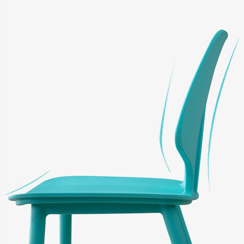 Silla lateral de comedor con respaldo abierto contemporáneo, sillas sin brazos de comedor de plástico para uso doméstico