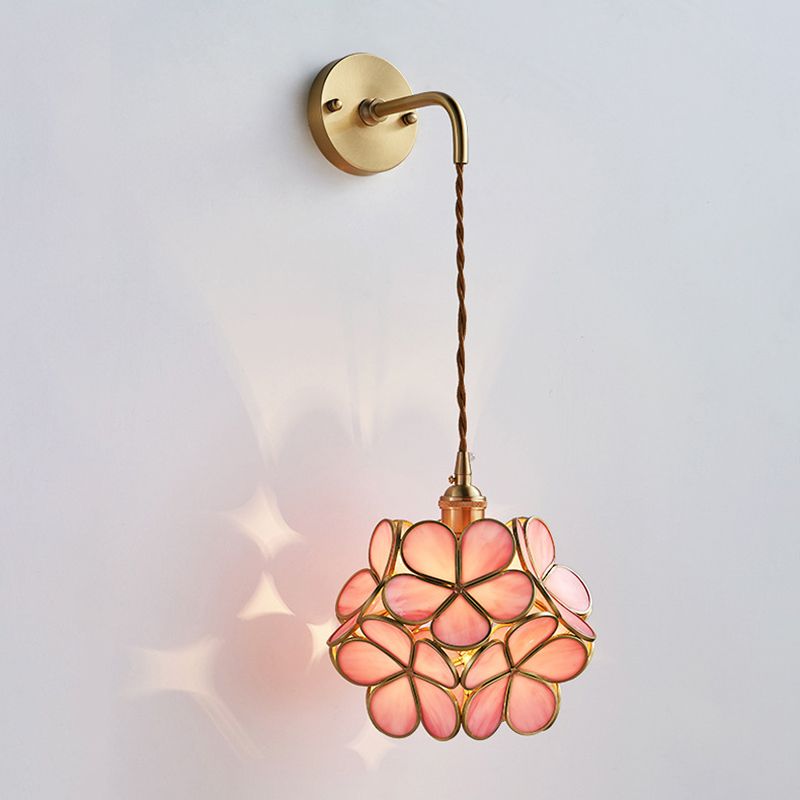 Moderner Blumenwandmontierhellglas 1 Leichte Wandmontagelampe