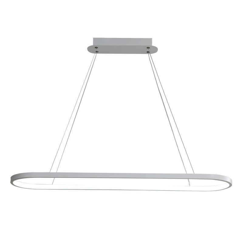 Contemporary Style Linear Shape Island Light Metal 1 Light Hanging Pendant Light in White