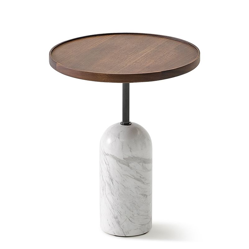 Modern Accent Side Table Sofa Round Pedestal Marble Living Room Corner Table