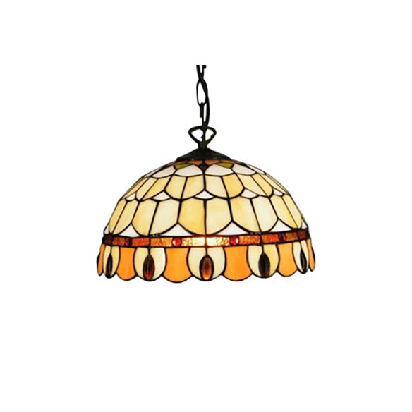 Esszimmerbeleuchtung mit Kreis/Edelsteinmuster Tiffany Jeweled Deckenlampe mit Kette und Glasschatten
