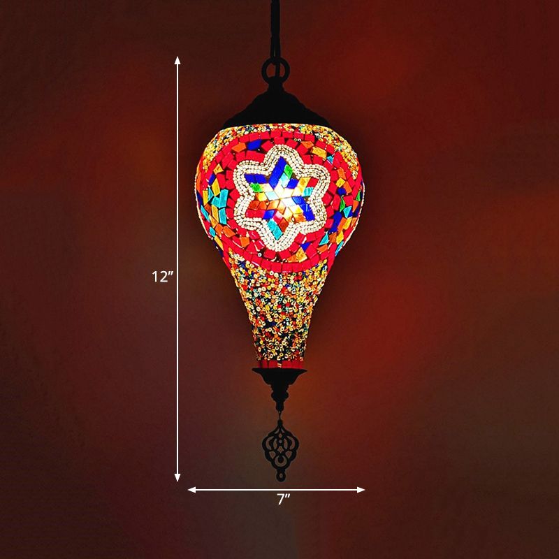 1 kop ijs hanglamp lichtbeveiliging traditionele witte/rood/geel gekleurd kunstglas plafondlamp
