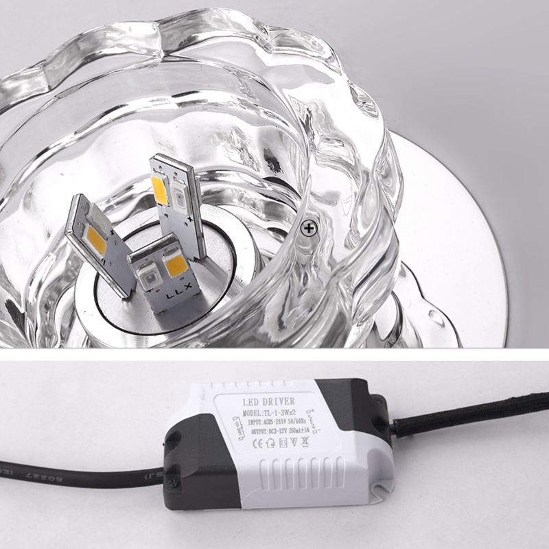 Mini Crystal Ceiling Downlight Simplicity Stainless Steel LED Flush Mount Recessed Lighting