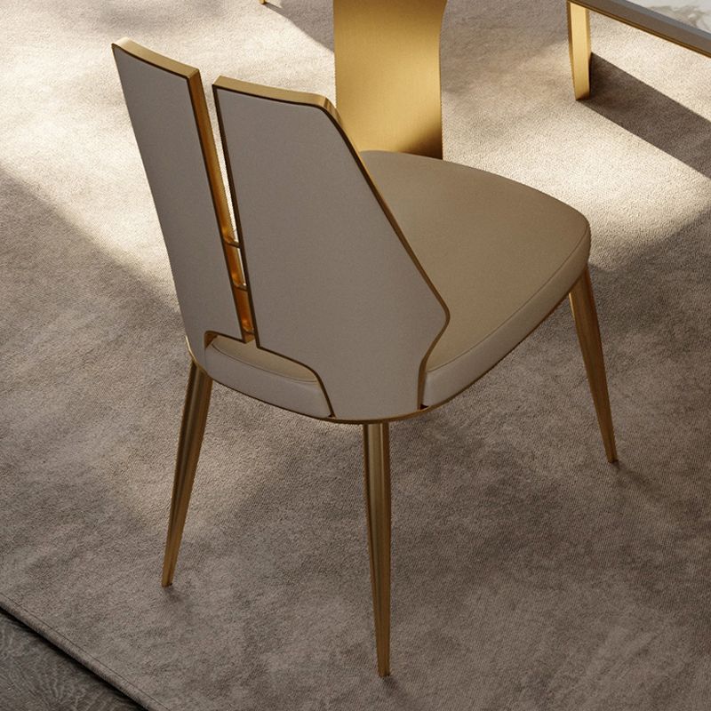 Upholstered and Metal Contemporary Armless Dining and Accent Chairs