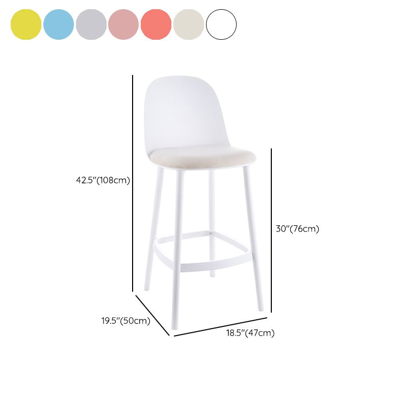 Contemporary Low Back Indoor Armless Plastic Bar Stool with Footrest