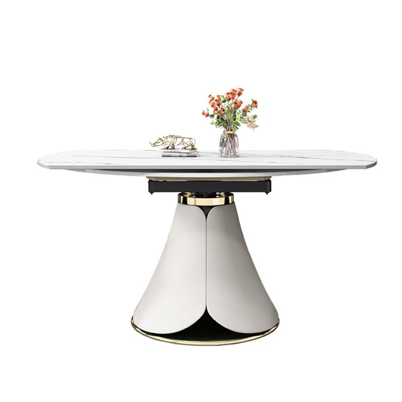 Glam Style Sintered Stone Table Pedestal Dining Table for Kitchen