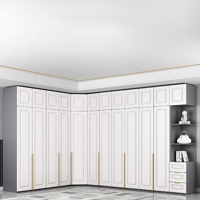 Modern Style Wardrobe White Colour Wooden Wardrobe Closet with Drawer