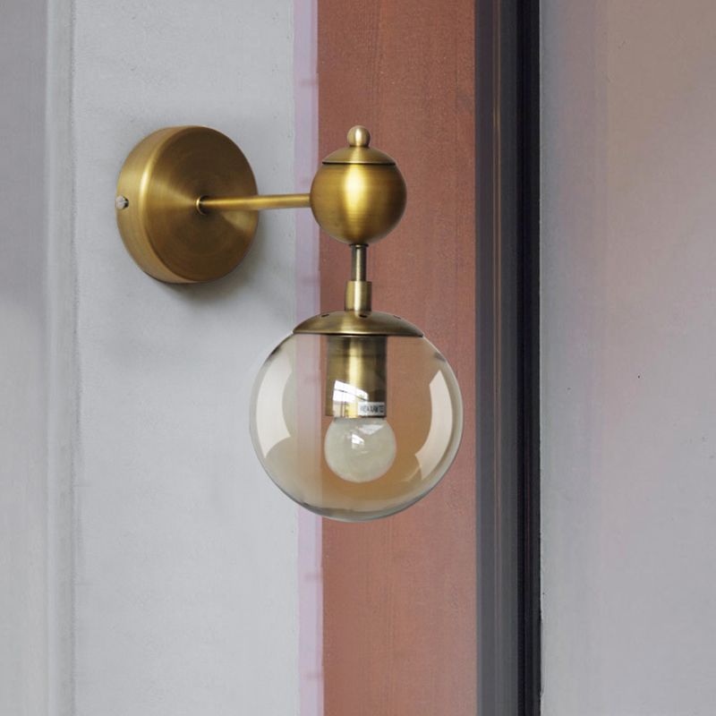 Luces de apliques de pared esféricas nórdicas apliques de vidrio de estilo retro para dormitorio