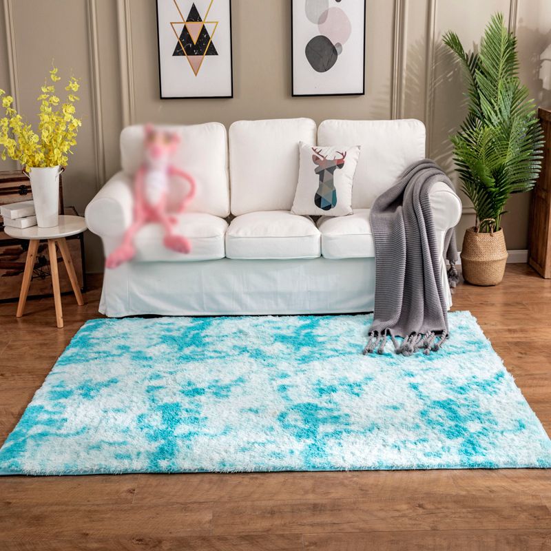 Blue Modern Casual Rug Polyester Gradient Ramp Rug Washable Rug for Living Room