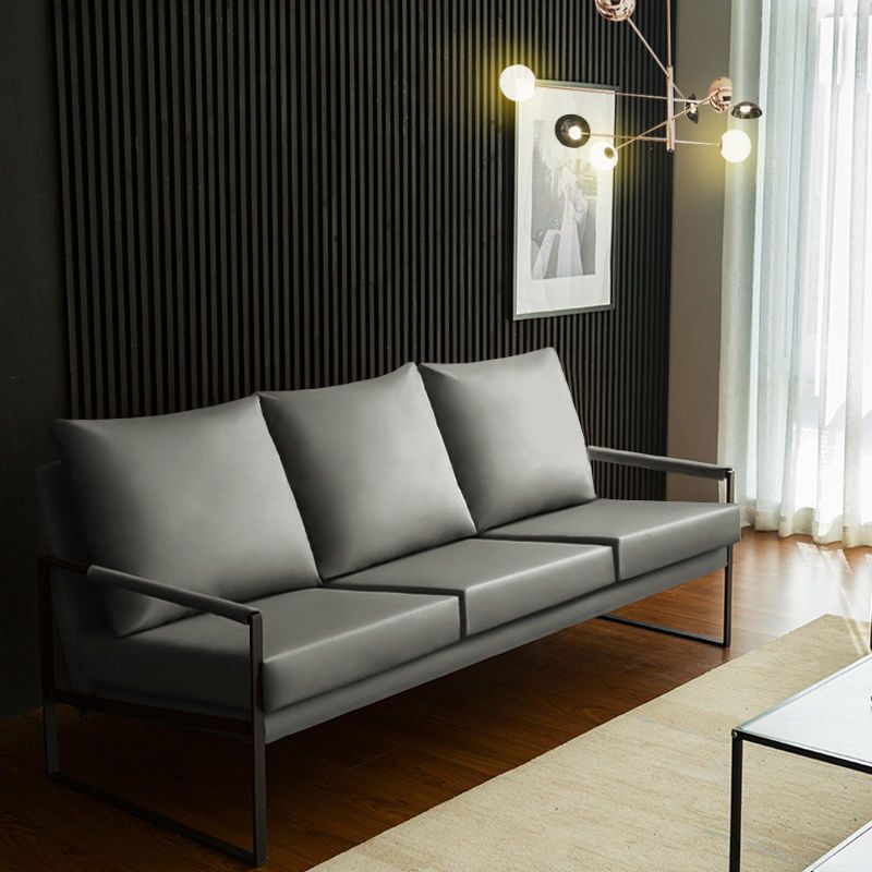 Mid Century Modern 32.2"H Faux Leather Square Arm Sofa for Living Room