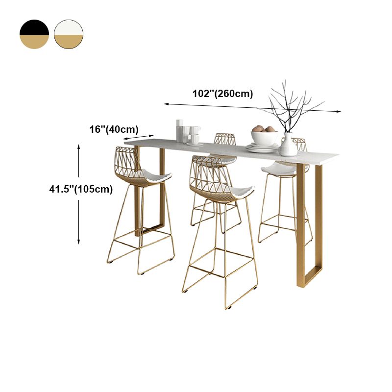 Glam Marble Bar Wine Table with Rectangle Table Top Sled Table - 41.3" H, Only Table