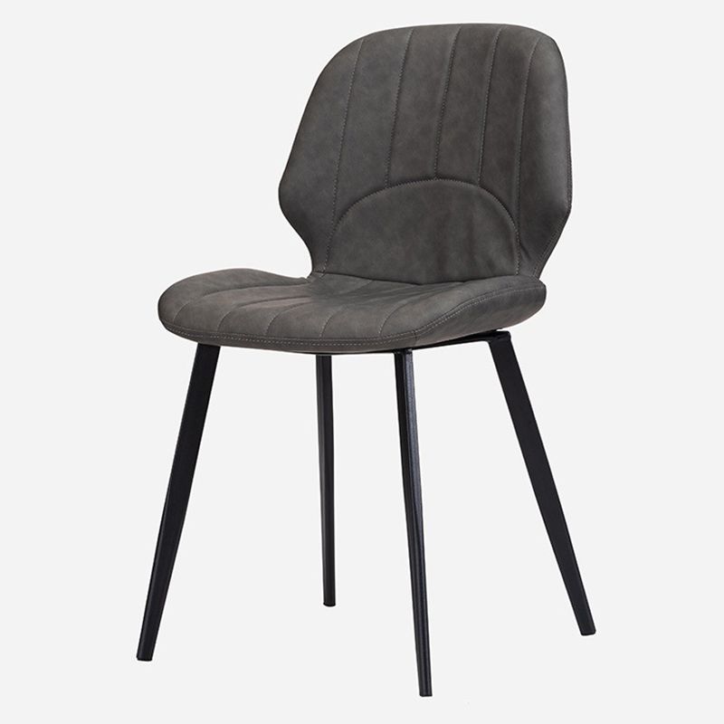 Nordic Metal Side Chair Wingback Armless Chair with Black Legs