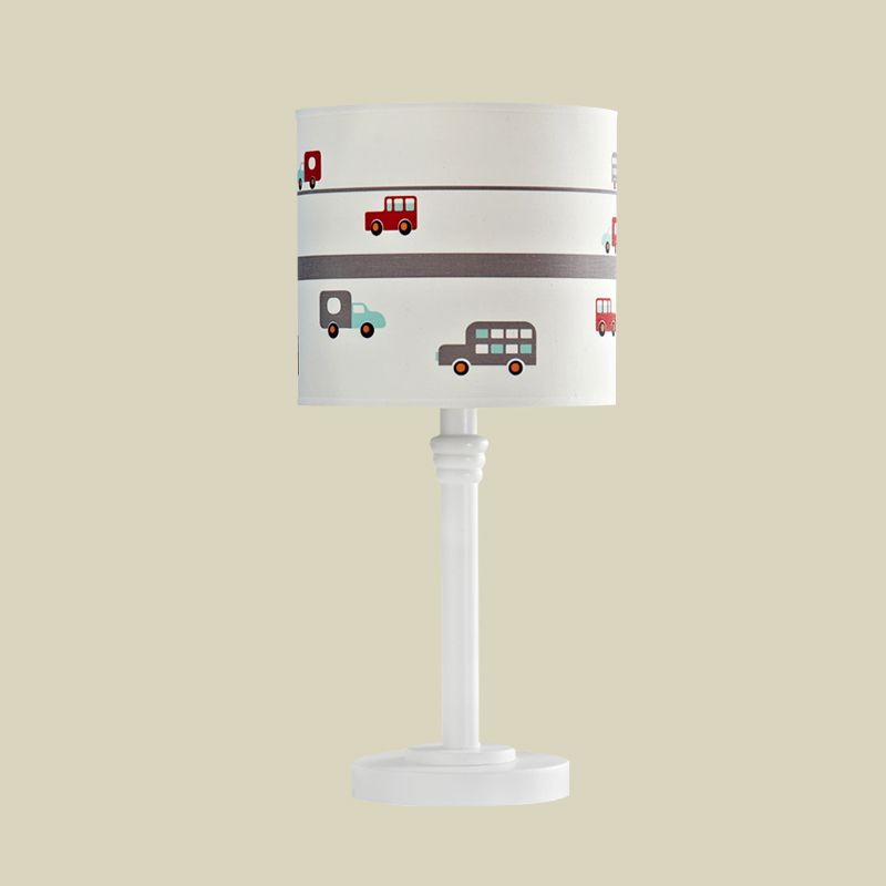 Lighting White Drum Highstasta Contemporary 1 Light Table Lampada con tonalità in tessuto