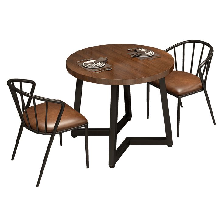 Table à manger industrielle table en bois massif en pin avec piédestal double noir pour le dîner de cuisine à domicile