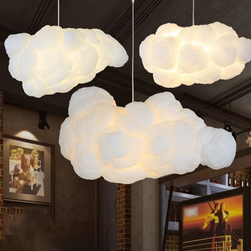 Cloud Plastic Chandelier Pendant Light Modern 2 Heads White Hanging Light pour chambre