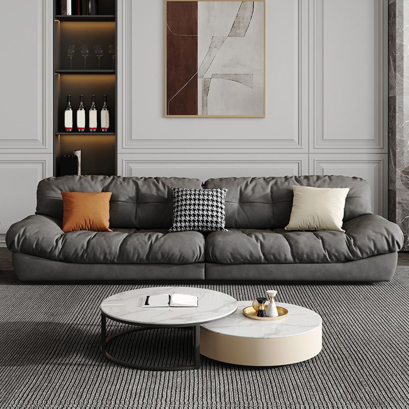 Contemporary Tufted Split-Back Standard Armless Sofa Couch in Grey