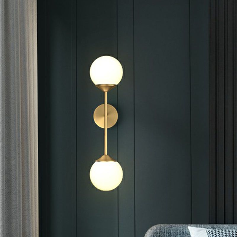 Minimalistische kogel LED Wandlamp Paksel Cream Glass Diner Room Wand SCONCE LICHT IN GOUD