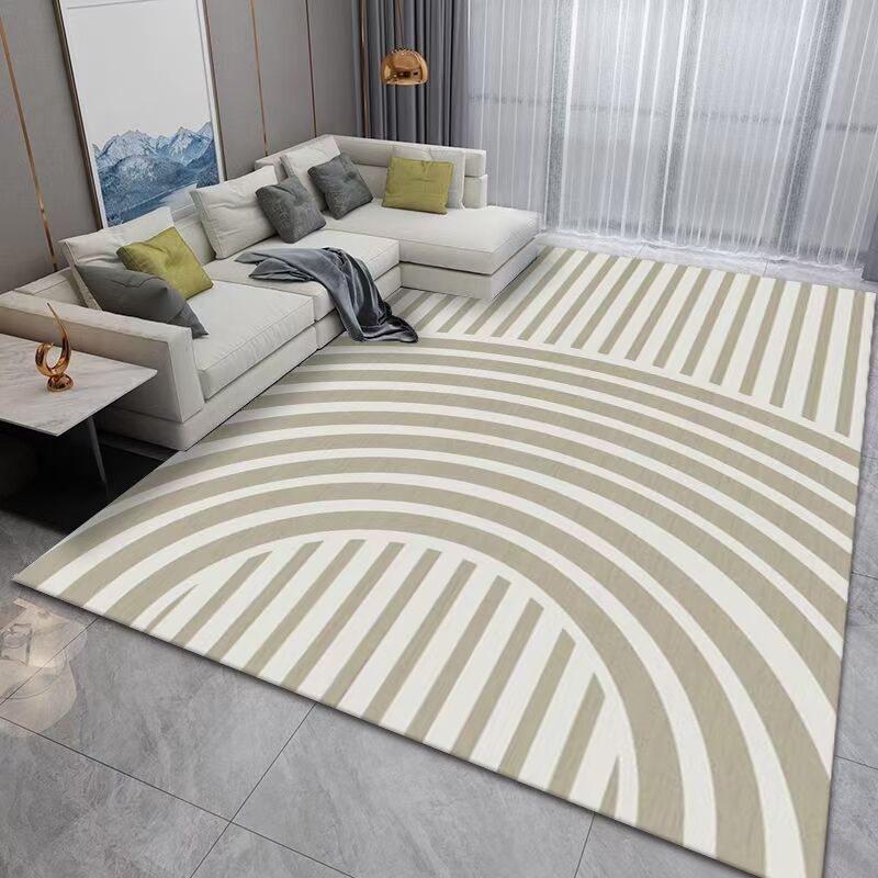 Dark Modern Rug Polyester Striped Rug Washable Rug for Home Decor