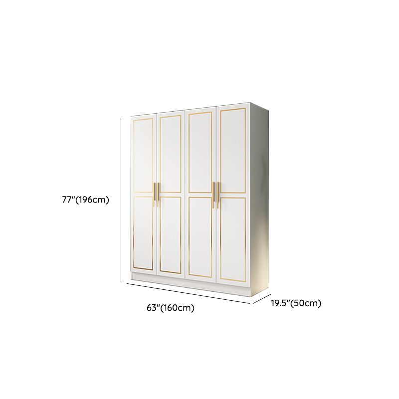 White Engineered Wood Wardrobe Armoire Modern Wardrobe Cabinet