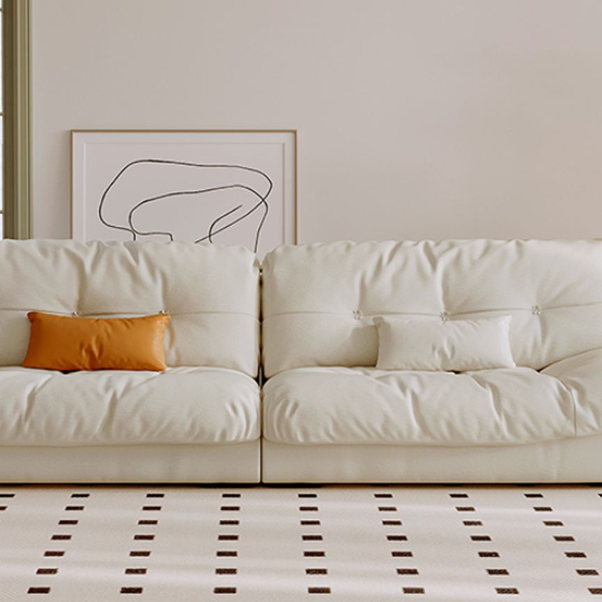 Scandinavian Seating White Tufted Fabric Armless Living Room Standard Settee